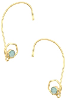 Gold Finish Amazonite Studded Ear Cuffs